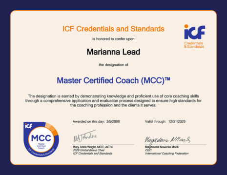 Marianna Lead MCC Certificate